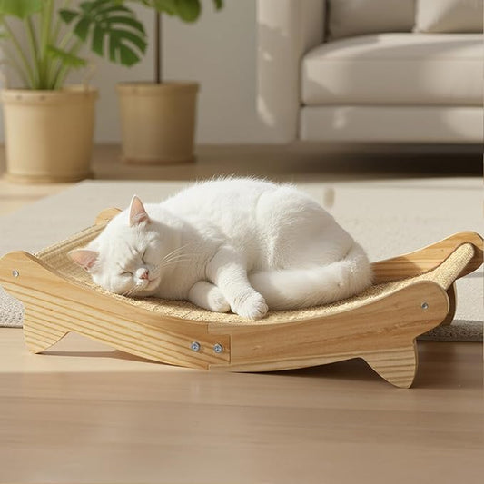Cat Scratcher Bed – Durable Arc-Shaped Cat Bed & Scratch Pad, Natural Sisal Mat Hammock for Kittens and Adult Cats