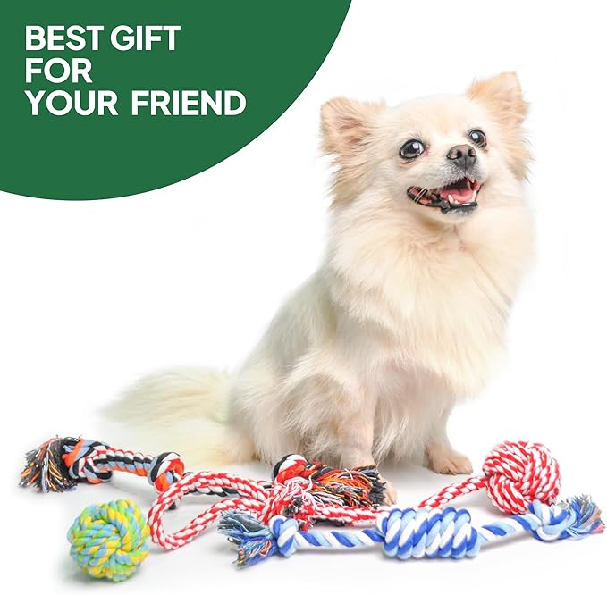 Dog Rope Toy 4 Pack - Puppy Teething Toys for Small Breed - Indestructible Dog Chew Toys for Aggressive Chewers - Cotton Tug of War Dog Toys for Boredom, Teeth Clean