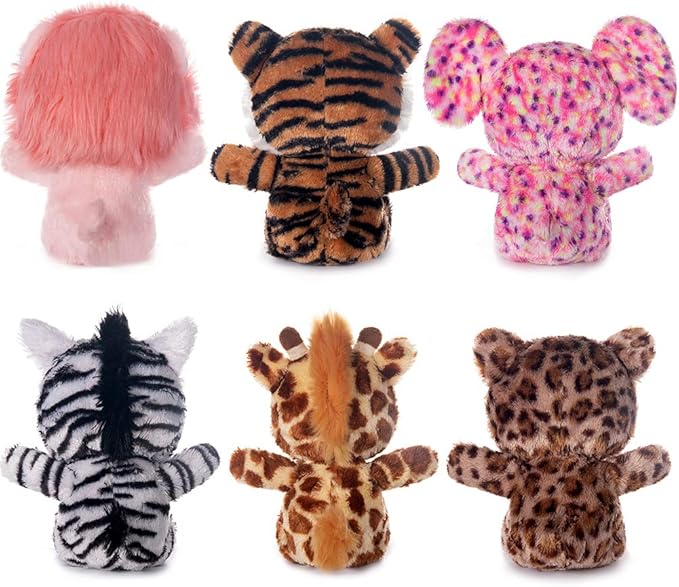 My OLi 7" Plush Toys Set Stuffed Animals Bundle of Forest Animal Toys Lion/Elephant/Zebra/Giraffe/Tiger/Leopard Stuffed Animals Pack of 6 for Babies Kids Girls Boys