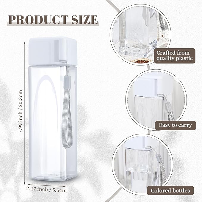 Mifoci 30 Pcs Water Bottle Bulk 17 oz Plastic Sports Water Bottles for Adults Reusable Leak Proof Portable Drink Bottles Large for Travel Camping Fitness Office(White)