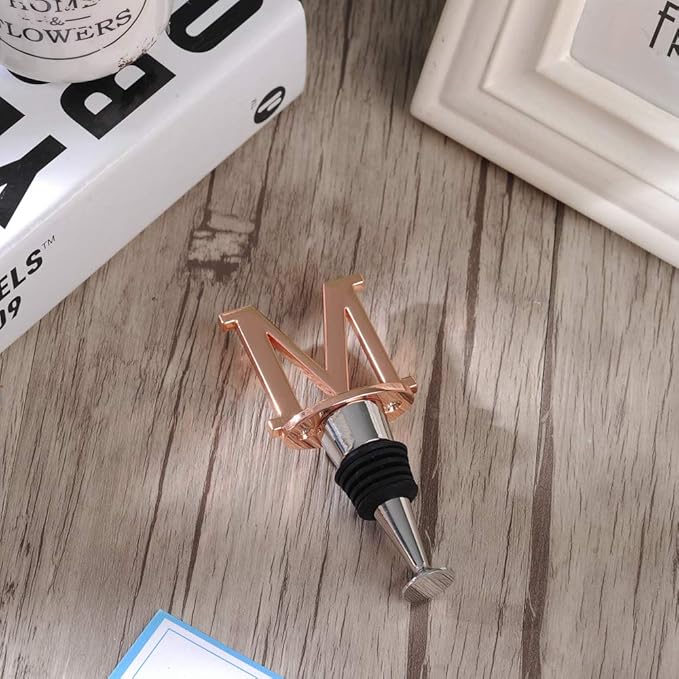 Miicol Wine Stopper, Prosecco Stopper, Wine Bottle Stopper, Personalised Champagne Stopper, Rose Gold Wine Accessories, Wine Lovers Gift, Monogram Gift, Letter M
