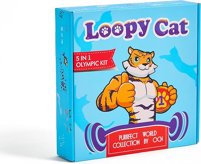 5 in 1 Interactive Cat Toys for Indoor Cats Bundle - Cat Tunnel, Fishing Pole, Feather Toy Teaser Wand, Spiral Tube, Cat Kicker - Crinkle Hanging Moving Cat Toys for Bored Indoor Adult Cats