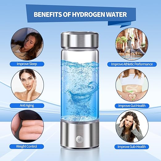 Hydrogen Water Bottle, Hydrogen Water Bottle Generator with SPE PEM Technology Water Ionizer,Portable Rechargeable 3 Min Quick Electrolysis - Suitable for Home, Office, Travel, Exercise, Gift for Love