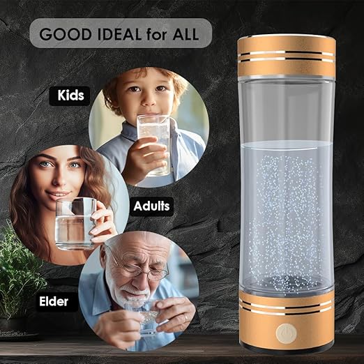 Hydrogen Water Bottle Hydrogen Alkaline Water Generator Ionizer Hydrogen Rich Water Maker Machine with SPE and PEM Technology 500ml/17Fl oz