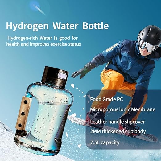 Hydrogen Water Bottle 50oz 1.5L Large Capacity Hydrogen Water Bottle Generator, shatterproof, Suitable for Gym, Playground and Outdoor scenarios, Hydrogen Concentration up to 1600ppb ((Grey/1500ml))