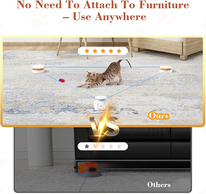 Interactive Cat Toy for Indoor Cats – Automatic Moving & Enrichment Toy for Indoor Cats/Kitten, Auto/Manual Control Cat Treadmill for Exercise & Mental Stimulation, Stimulating Chase Toys(H1K2)