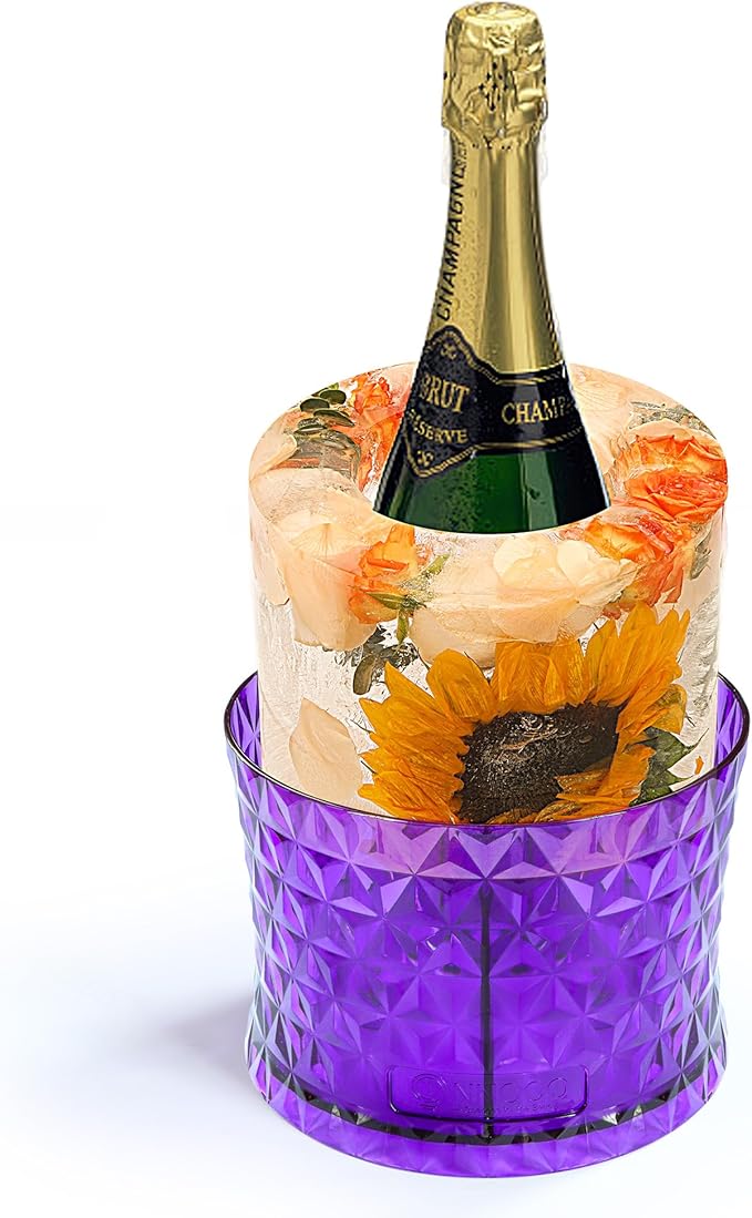 Ice Bucket Mold,Ice Mold Wine Bottle Chiller,Champagne Ice Bucket Floral DIY Ice Mold for Champagne,Wine,Cocktails/Holiday Bar Any Celebration Party Wedding Christmas and Thanksgiving