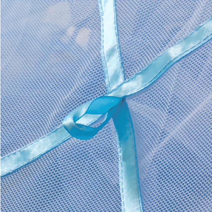 Eimilaly Lace Bed Canopy Mosquito Netting, Princess Bed Canopy for Girls Room Decor, Blue/Single Door