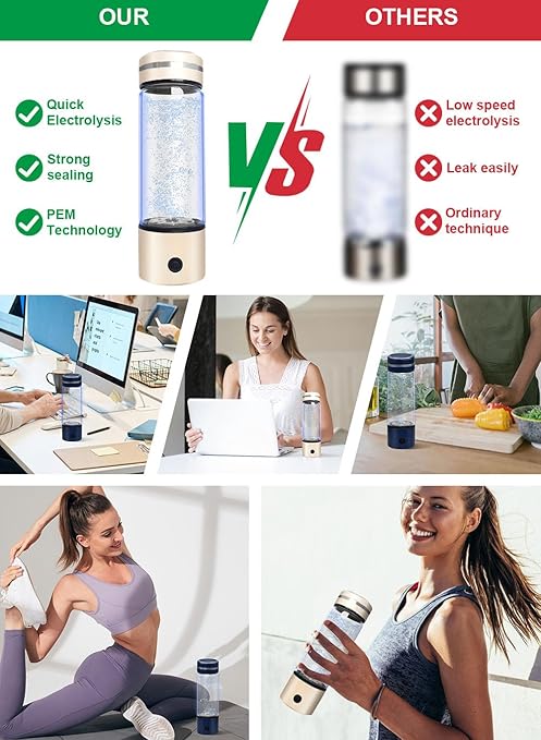 Hydrogen water bottle, 330ml, warm silver, AB-H266C