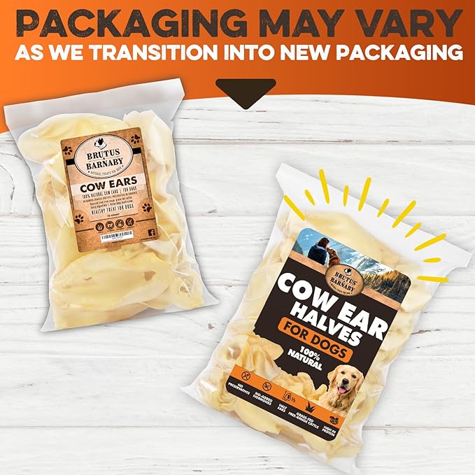 Cow Ears for Dogs – Halves 30 ct, Thick Cut, Grass-Fed Angus Beef, All-Natural No-Rawhide Dog Treat Alternative