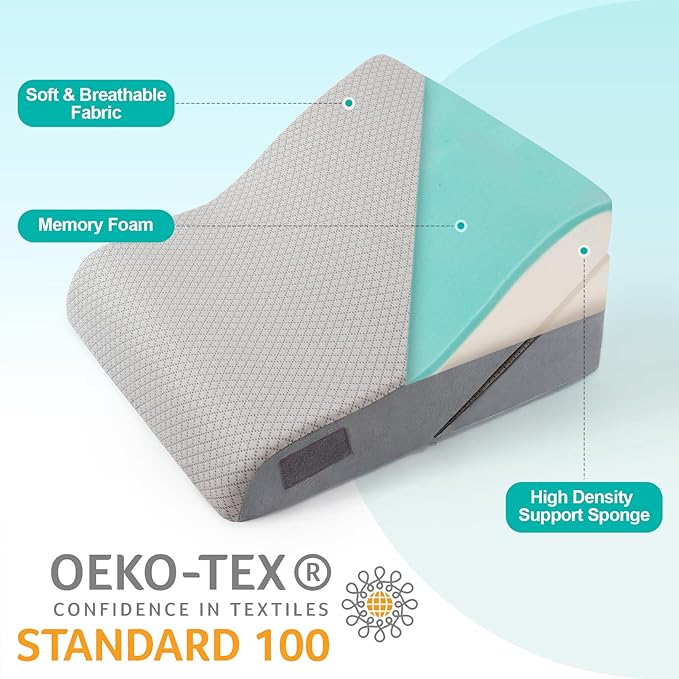 4PCS Bed Wedge Pillow for Sleeping or Back Pain Relief, Post Surgery Memory Foam Orthopedic Wedge Pillows for Back, Leg and Knee Support, Adjustable Bed Pillow