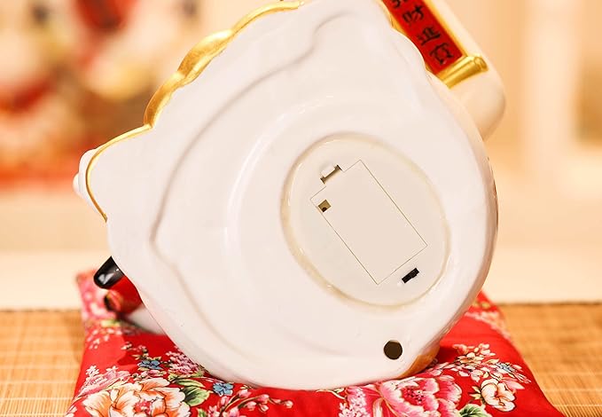 Large Ceramic Maneki Neko Beckoning Lucky Money Cat Waving Arm Good Feng Shui Fortune Happy Smiling Cat Figure 特大招財貓- 生意兴隆