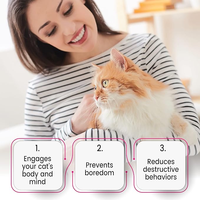 Interactive Catnip Cat Toy, A Blue Fish Catnip Toy (Filled with Natural Catnip) and Pink & Green Cat Teaser Wand Toys with Plush Tips for Indoor Cats and Kittens, 3Pcs Set