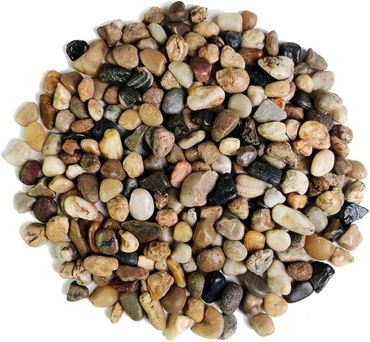 HappyFiller 2 LB Natural River Rocks Decorative Pebbles Stones Polished Terrarium Rocks Assorted Color for Indoor Garden Plants Top Dressing Soil Cover,Aquarium Fish Turtle Tank,Zen Garden