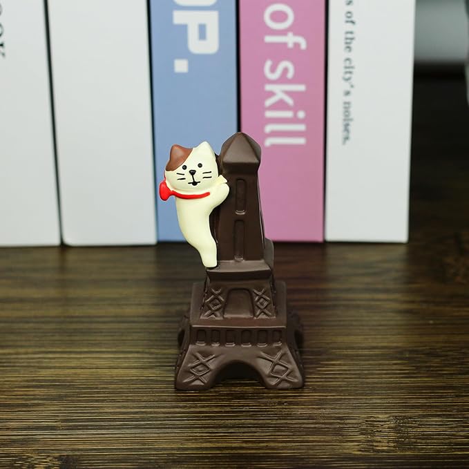Cute Miniature Cat Figurine Climbing The Tower Resin Mini Cat Figures, Kitten Miniature Desk Accessories - Perfect Cute Cat Gift for Cat Lovers