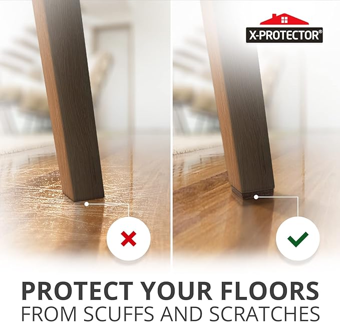 24 Heavy-Duty Felt Furniture Pads 1” 1/4” Thick X-Protector! Square Felt Pads for Furniture Feet - The Best Felt Floor Protectors for Furniture to Prevent Scratches. Protect Your Hard Floor! (Brown)