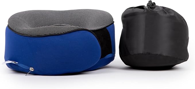 Neck Pillows for Travel - Airplane Pillow – Memory Foam for Kids & Adults – Travel Neck Pillow & Airplane Travel Essentials & Travel Must Haves with Carry Bag (Navy Blue)