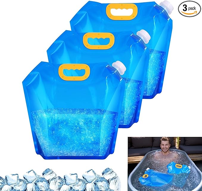 Ice Bath Bags, Portable/Reusable Ice Pack, Ice Maker for Ice Bath, Chiller for Cold Plunge, Applicable to for Athlete's Ice Cold Therapy and for Ice Bucket Challenge Game (10L, Count, 3)