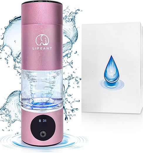 Hydrogen Water Bottle Generator–5000PPB Hydrogen Water Machine–Hydrogen Bottle Water with Adjustable Speed – Food-Grade Water Ionizer–Pink Pro