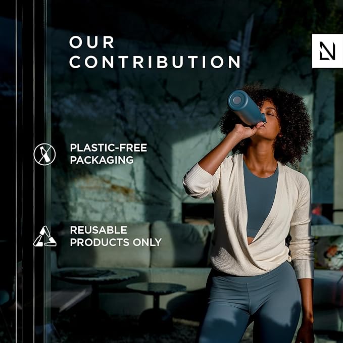 LARS NYSØM Stainless Steel Insulated Water Bottle 12oz 17oz 25oz 34oz 51oz | BPA-free Insulated Thermo Flask for Hot and Cold Beverages | Leakproof Drinking Bottle (Navy Blue, 17oz)