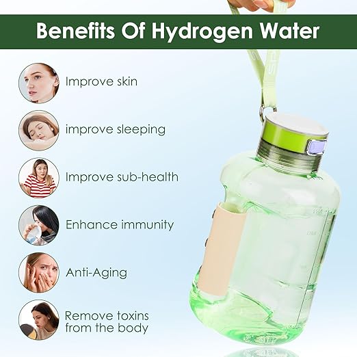Hydrogen Water Bottle, 50 OZ Portable Hydrogen Water Bottle Generator Machine Hydrogen Rich Ion Hydrogen Water Ionizer for Home Sport Travel Exercise Gift (Green)