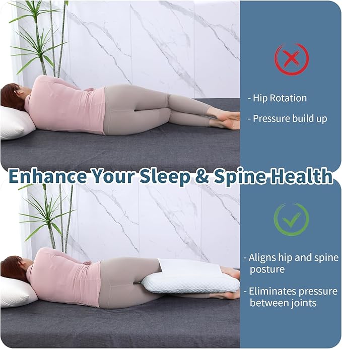 HOMBYS Between Leg Knee Pillow for Side Sleepers,Under Knee Pillow for Sleeping on Back,Down Alternative Between Leg Pillow for Sleeping,Spine Alignment,Lower Back Pain Relief,Pregnancy Support