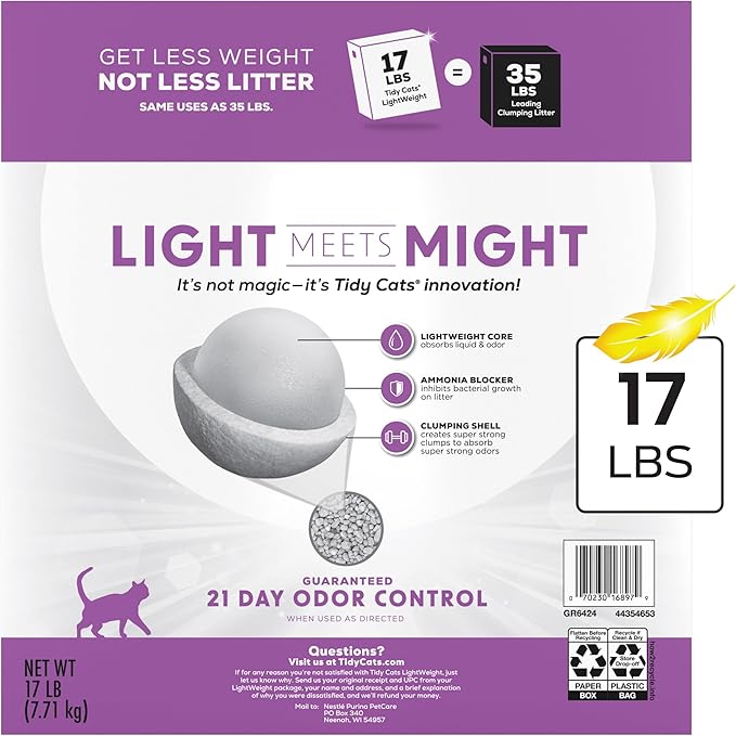 Purina Tidy Cats LightWeight With Glade Clean Blossoms Multi-Cat, Clumping, Low Dust, Scented Cat litter - 17 lb. Box