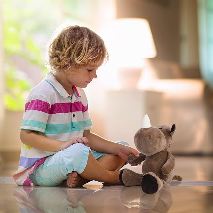 Elcoho 8 Pieces Safari Stuffed Animals Plush Jungle Animal Toys 9.8 Inch Zoo Stuffed Animals Set Cute Plush Toys for Animal Themed Parties Teacher Student Award