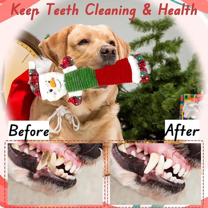 3PCS Christmas Dog Squeaky Toys with Crinkle, Xmas Interactive Plush Toys to Boredom, Dog Enrichment Chew Toys to Keep Them Busy, for Small Medium Large Size Santa Claus/Snowman/Deer