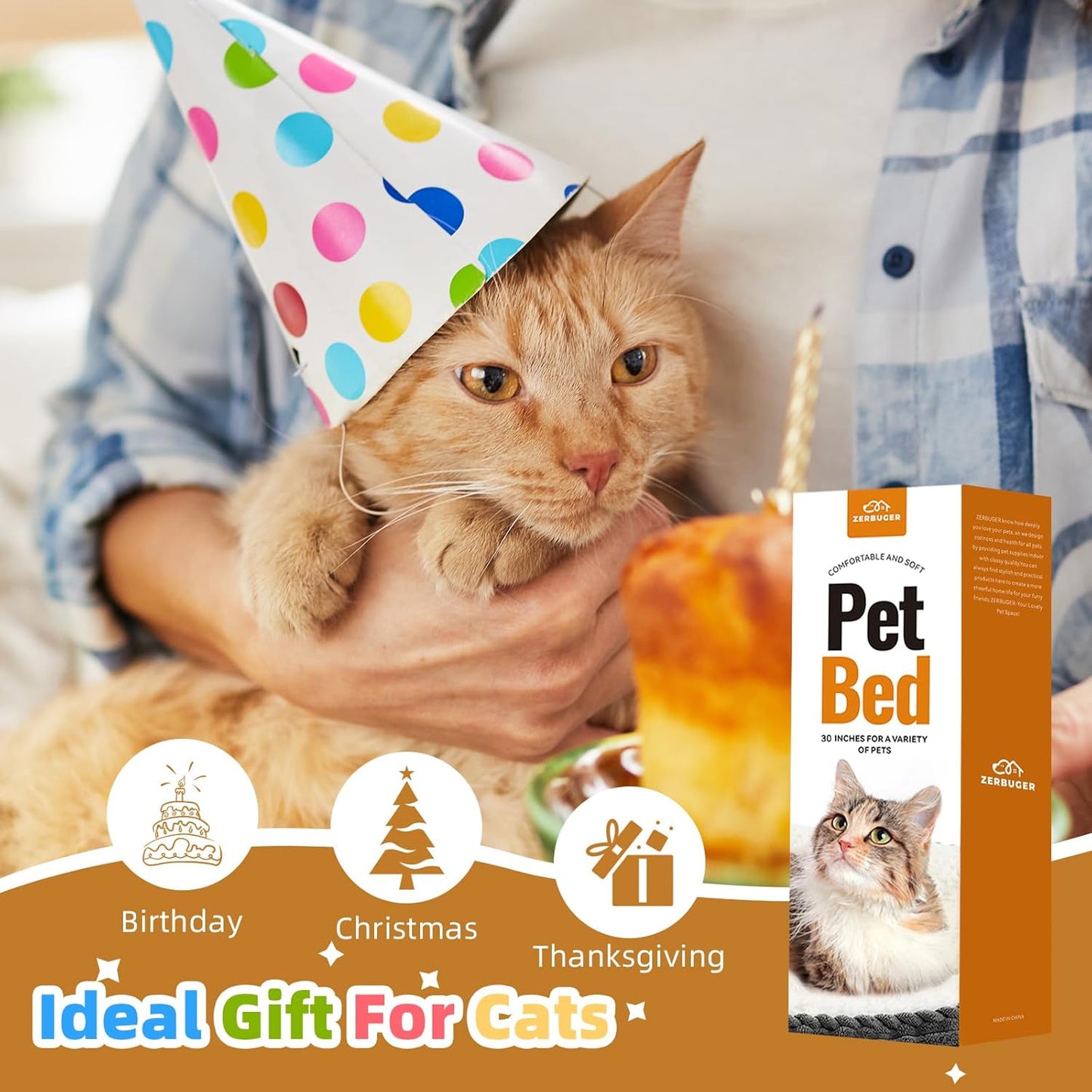 30in Round Dog Bed Sofa for Small/Medium/Large Dogs, Machine Washable Supportive Foam Pet Couch with Washable Removable Mat and Non-Slip Bottom, Pet Cuddler for Indoor/Outdoor/Car/Cage, Cream