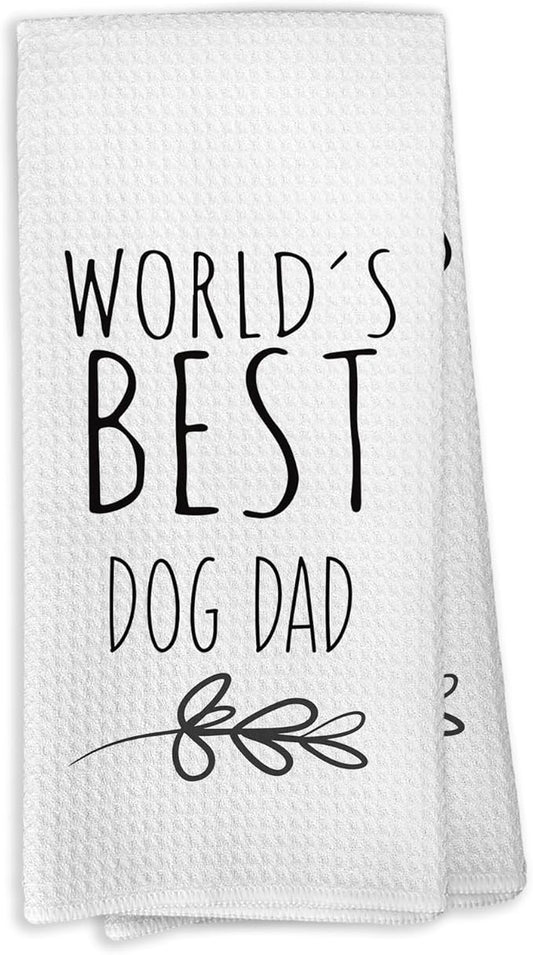 World's Best Dog dad Kitchen Towels, Dog dad Gifts for Dog Mom Dog Owner Dog Lovers, Dog dad Gifts from Kids Children, Dog dad Father's Day Birthday Gifts Tea Towels Kitchen Hand Towels 16x24 Inch
