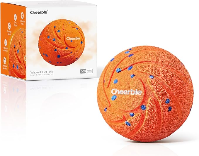 Cheerble Smart Interactive Dog Toy, Wicked Ball AIR, Automatic Moving, Bouncing, Rotating, IPX7 Waterproof Rating, Active Rolling Ball for Medium and Large Dogs