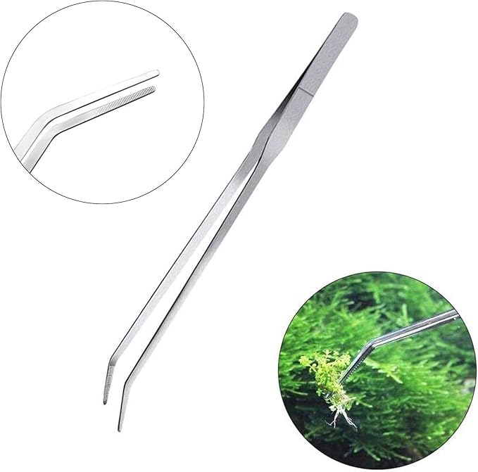 3 in 1 Aquarium Aquascape Tools Kit Long Stainless Steel Aquarium Tank Aquatic Plant Tweezers Scissors Tools