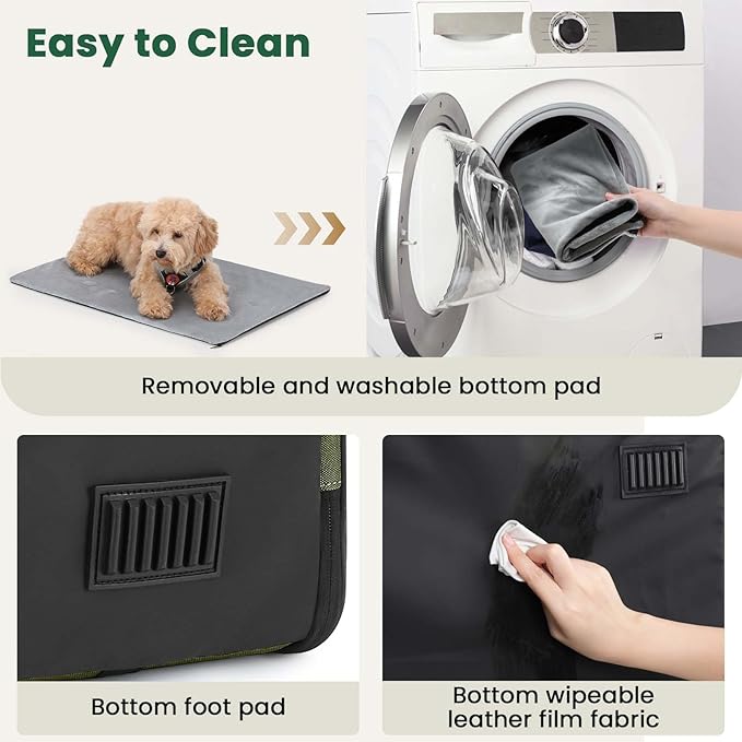 Dog Car Carrier Light Weight, Dog Carrier for Car Easy to Assemble, Dog Car Crate Portable and Breathable, Foldable Pet Carrier for Both Indoor and Outdoor Use, Dog Travel Crate with Curtain Green