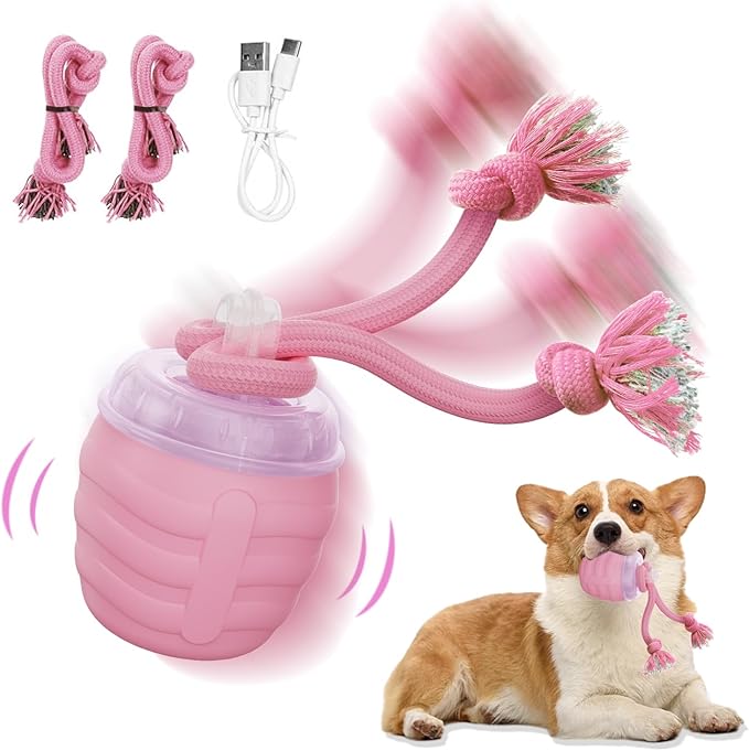 Interactive Dog Toys, [2025 Newly Upgraded] Interactive Dog Ball for Small Dogs, Automatic Moving Dogs Toy Wicked Ball for Boredom & Training, Play Music, USB Rechargeable(Pink)