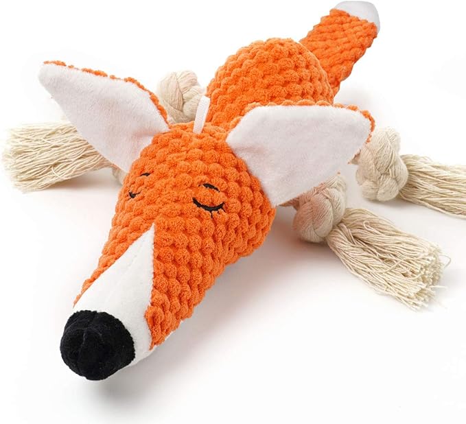 Large Dog Toys, Cute Squeaky Dog Toy, Stuffed Animal Plush Toys for Puppies, Durable Dog Chew Toys for Small,Middle,Large Breed (Orange(Fox), Fox)