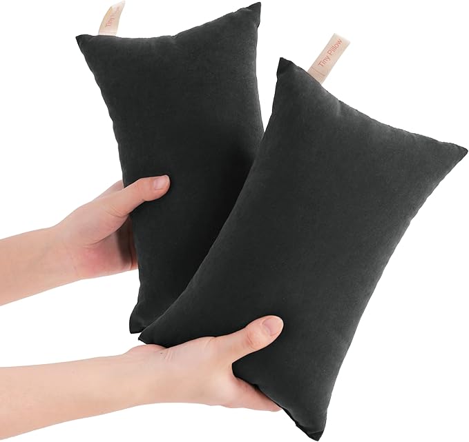 NTBAY Tiny Pillows, Down Alternative 7"x11" Microfiber Mini Pillows for Travel, Pets, Soft Machine Washable Small Pillows for Neck, Wrist, Lumbar and Knee, Black