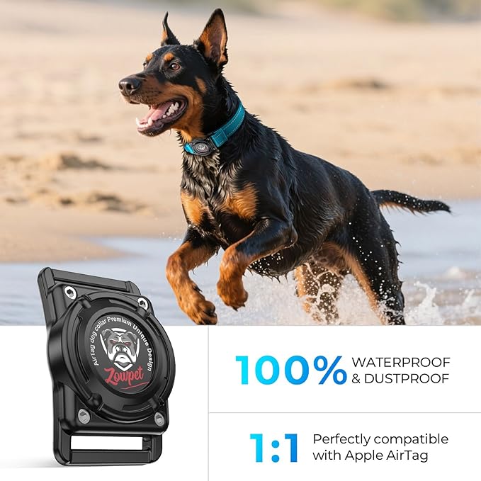 2025 Upgrade Airtag Dog Collar, Reflective Dog Collar with Airtag Holder, IP68 Waterproof| Metal Buckle| Ultra-Durable| Comfortable Padded, GPS Dog Collars for Medium Large Dogs (Blue,XL)