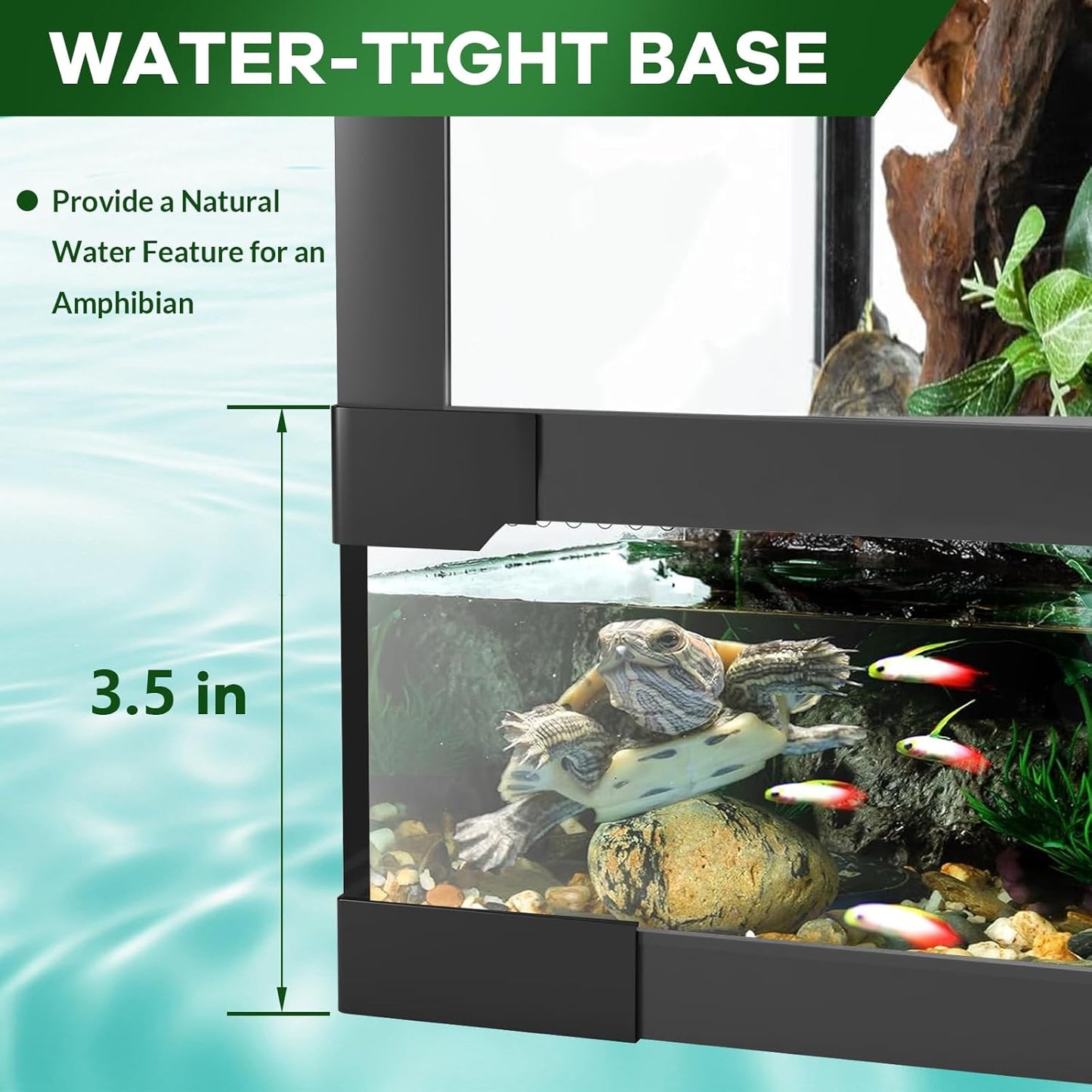 24" X 18" x 18" Reptile Tall Glass Terrarium Rainforest Habitat Double Hinge Door with Screen Ventilation 34 Gallon Reptile Terrarium Easy Assembly for Lizard Tortoise Snake
