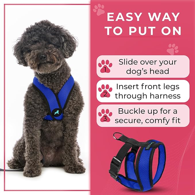 Gooby Comfort X Head in Harness - Blue, Large - No Pull Small Dog Harness, Patented Choke-Free X Frame - Perfect on The Go Dog Harness for Medium Dogs No Pull or Small Dogs for Indoor and Outdoor Use