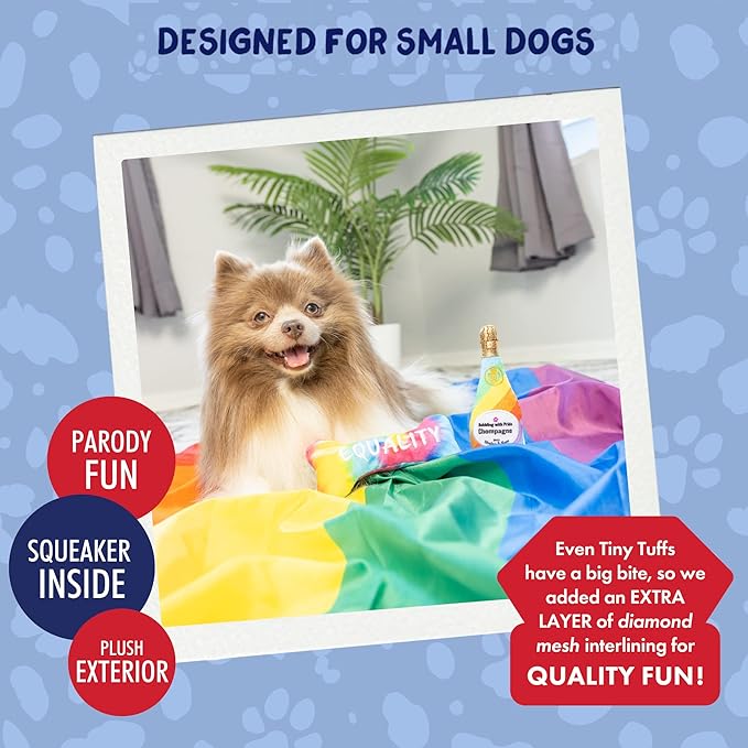 Huxley & Kent Tiny Tuff | Out for Brunch | Extra Tough Dog Toy for Small Dogs | 2-Pack Funny Dog Toy | Features Squeaker, Crinkle | Machine Washable