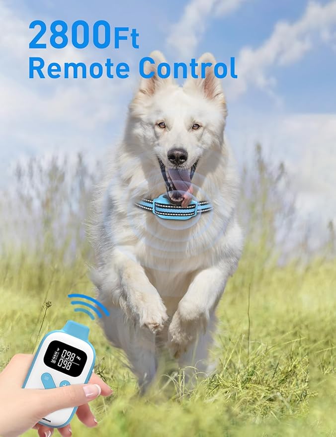 No Shock Dog Training Collar, Vibrating Dog Collar with Remote 2800Ft, Vibration Collar for Puppy Small Medium Large Dogs - No Prongs (Blue)