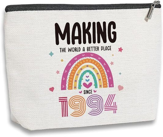 30th Birthday Gifts for Women, 30 Years Old Birthday Gifts Makeup Bag for Mom, Wife, Friend, Sister, Travel Toiletry Makeup Organizer Zipper Pouch - Making The World a Better Place Since 1994