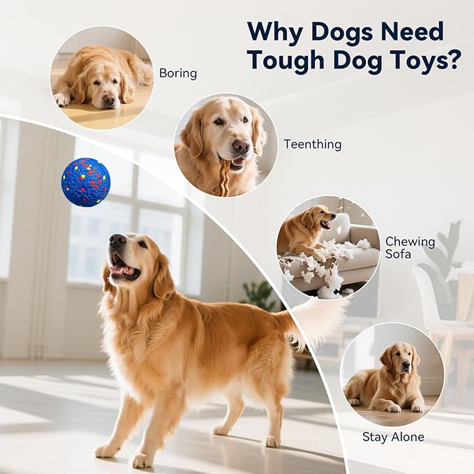 3.15 Indestructible Dog Balls -Proof Puppy Toys for Aggressive Chewers, Teething Teeth Cleaning, Floating Water & Bouncy Fetch Ball for Large Medium Dogs(No Electricity, No Smart Interactive)