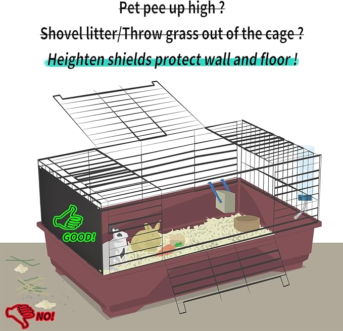 Oncpcare 6 Pack Pet Cage Liner Protection Block Light 10'' x 8.2'' Rabbit Cage Urine Guard Cage Edge Liner Guinea Pig Side Lining Habitat Siding Small Animal Cage Accessories (Black)