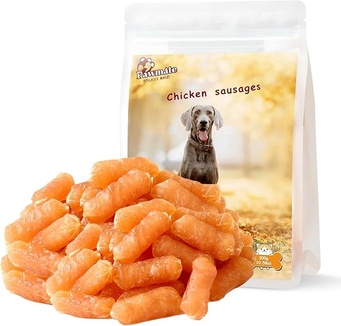 Dog Treats Chicken Sausages, Natural Chicken Jerky Training Treats with Glucosamine, Chondroitin, MSM and Taurine, Low Fat Soft Chewy Snacks for Small Medium Dogs, 10.6 oz