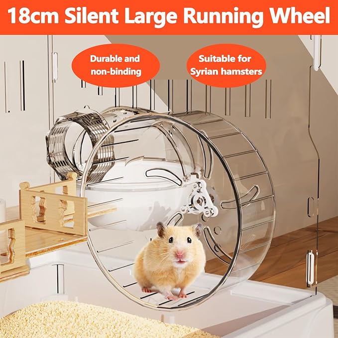 Large Hamster Cage 17x11x13 Inch Acrylic Habitat - Multi-Level Enclosure for Dwarf/Syrian Hamsters, Mice & Gerbils (Ventilated Design & Removable Base) (Red Villa, 17x11x13)