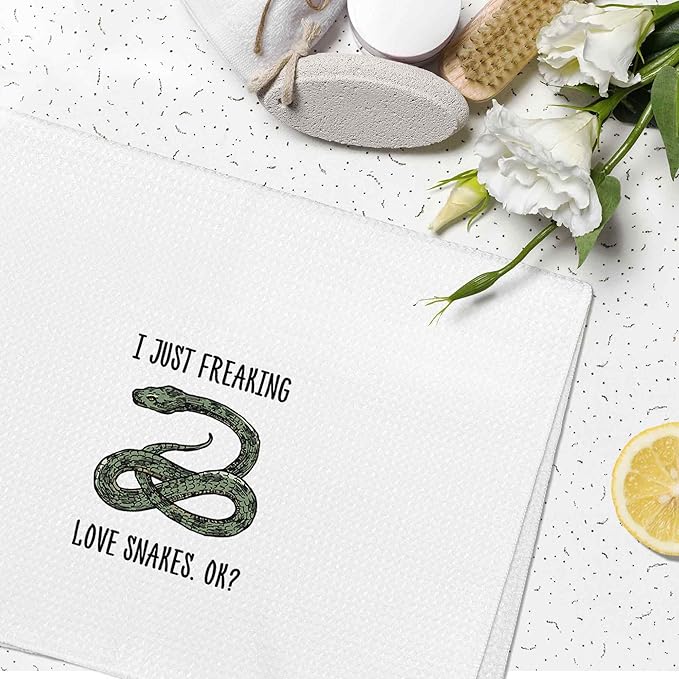 I Just Freaking Love Snakes Kitchen Towels Decorative Gifts for Snake Lovers 16x24, Snake Dish Towel Cloths Dishcloths Tea Towel, Snake Bathroom Kitchen Hand Towel Decor