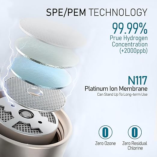 Hydrogen Water Bottle, KMENY 2000PPB Hydrogen Water Generator 13.5OZ Portable Hydrogen Ionizer Machine with PEM & SPE Technology, 2 Electrolysis Modes, Leak-Proof, LED Display, Clean Brush (Silver)