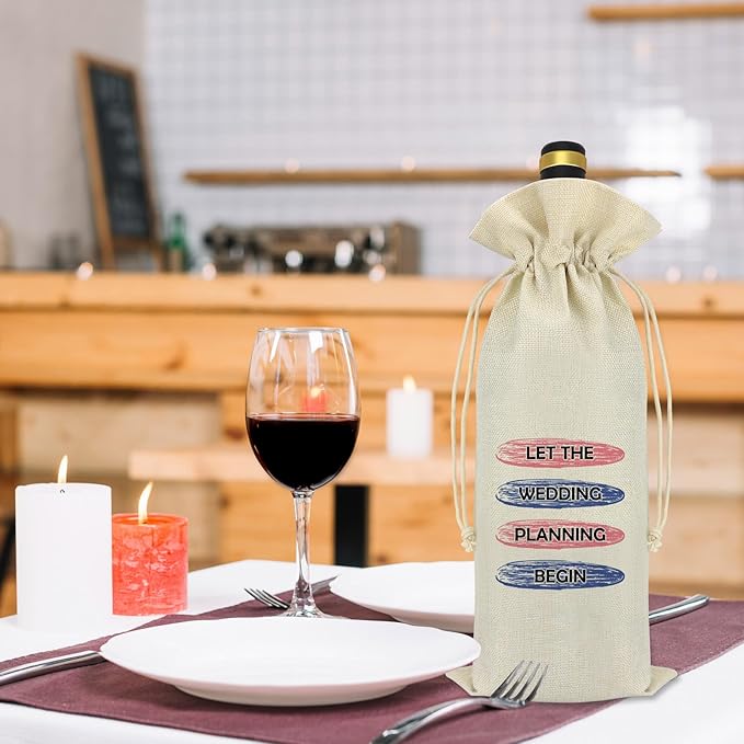 Mikela Engagement Gifts for Couples Wine Gift Bag Newly Engaged Gifts Mr and Mrs Marriage Wedding Gifts Newly Engagement Couple Gifts Engagement Gift for Fiance Fiancee Friend Girlfriend Boyfriend